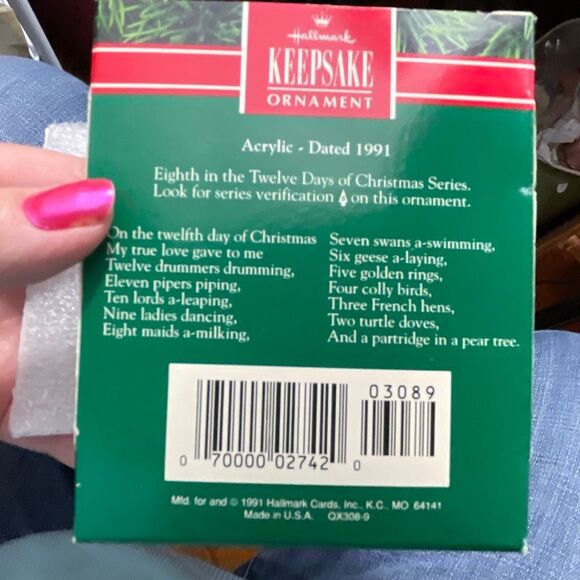 Hallmark the 12 days of Christmas 8 maids a milking ornament - Picture 3 of 4